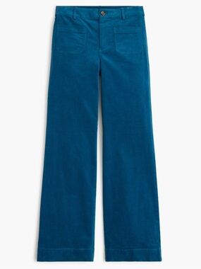 J Crew Lizzie corduroy high rise wide leg patch pocket pant 32 seaport blue cord
